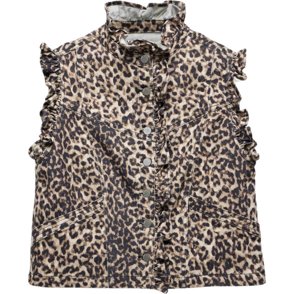 Mint Velvet Leopard Print Ruffle Gilet